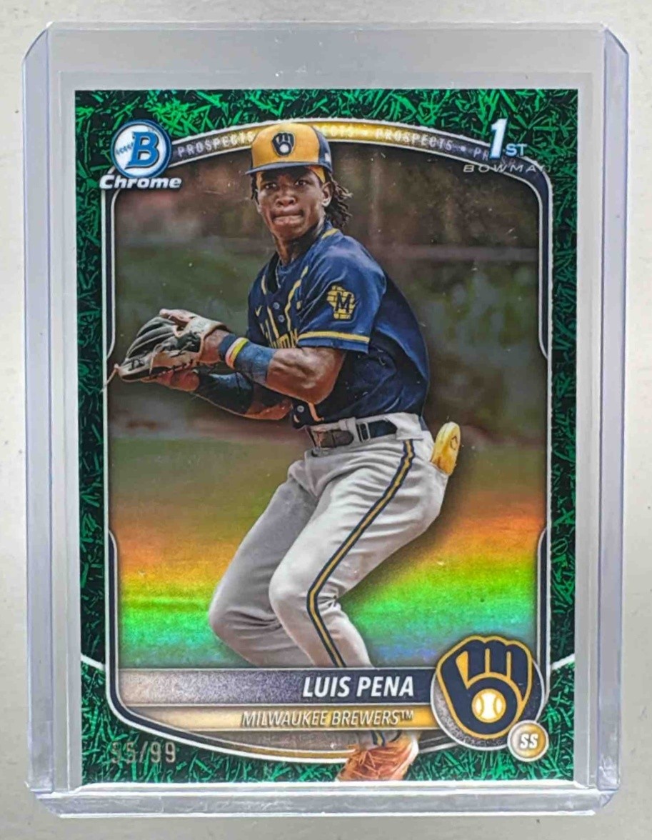 Luis Pena 2025 Bowman #BCP-38 Green Grass Refractor Chrome 1st RC /99