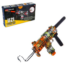 Electric UZI Gel Blaster Toy Gun - Graffiti Blue, Red Camo Design, Auto Fire