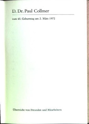 Paul Collmer zum 65. Geburtstag am 2. März 1972 von Hase, Hans Christoph, Theodo