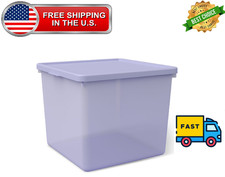 Mainstays Kids Large Plastic Storage Bin with Lid, Purple