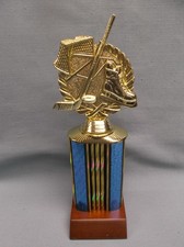 HOCKEY theme trophy award wood base blue column