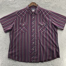 Wrangler Western Shirt Mens 2XL Striped Short Sleeve Pearl Snap Vintage 90s 80s