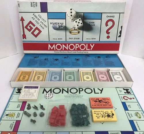 Monopoly Board Game Parker Brothers No. 9 Vintage 1974