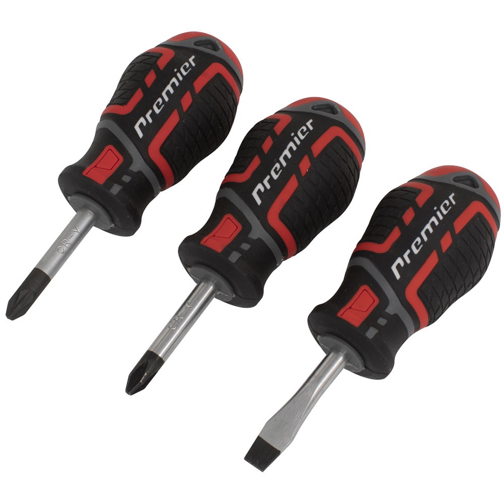 Sealey Screwdriver Set 3pc GripMAX® Stubby