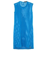 Dolce & Gabbana Sleeveless Crochet Dress Womens 8 Blue Cotton