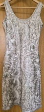Phase Eight Metallic Tapework Dress UK 10 Pewter Gold Occasion