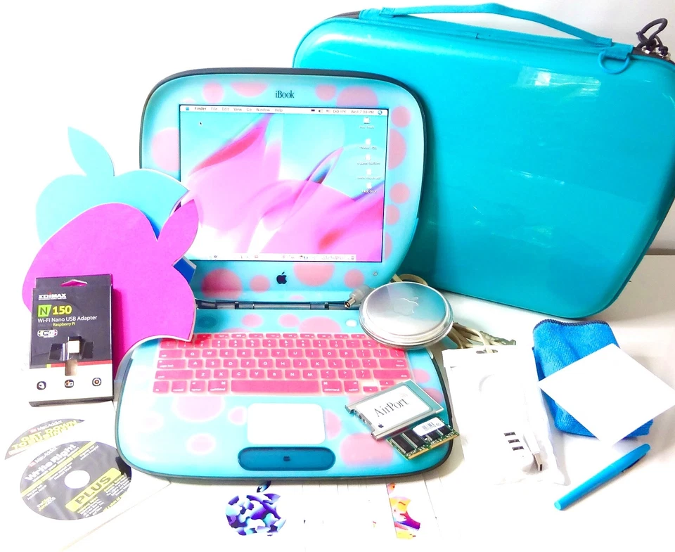 Apple iBook Clamshell G3 467 SPECIAL PVT DVD 60GB HD Dual OS  UNIQUE . Collector - Image 2 of 4