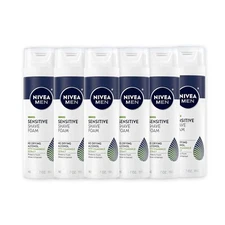 NIVEA MEN Sensitive Shave Foam With Chamomile & Witch Hazel Extract, 6 Pack, 7oz