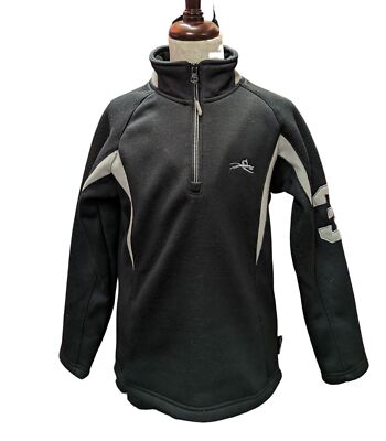 Equitheme Kinder Fleece gefüttertes Sweatshirt - Half Zip Kinderpullover - schwarz/grau