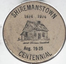 1874-1974, SHIREMANSTOWN CENTENNIAL (Pennsylvania), Token, Buffalo Wooden Nickel