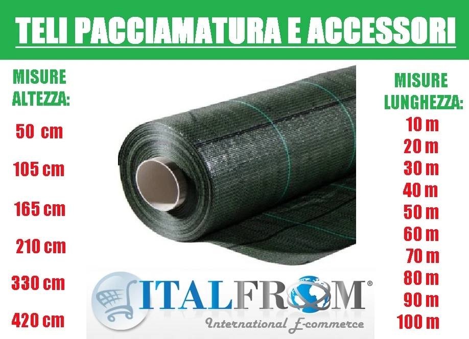 Telo per Pacciamatura Verde Antiradice Antialga Antistrappo per Erbacce Italfrom