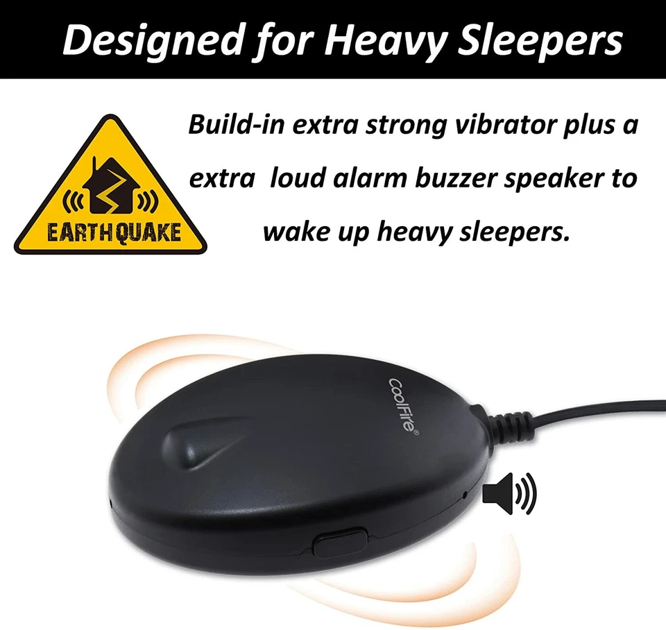 CoolFire Wooden Digital Alarm Clock w/ Vibrator Bed Shaker for Heavy Sleeper - Image 4 of 4