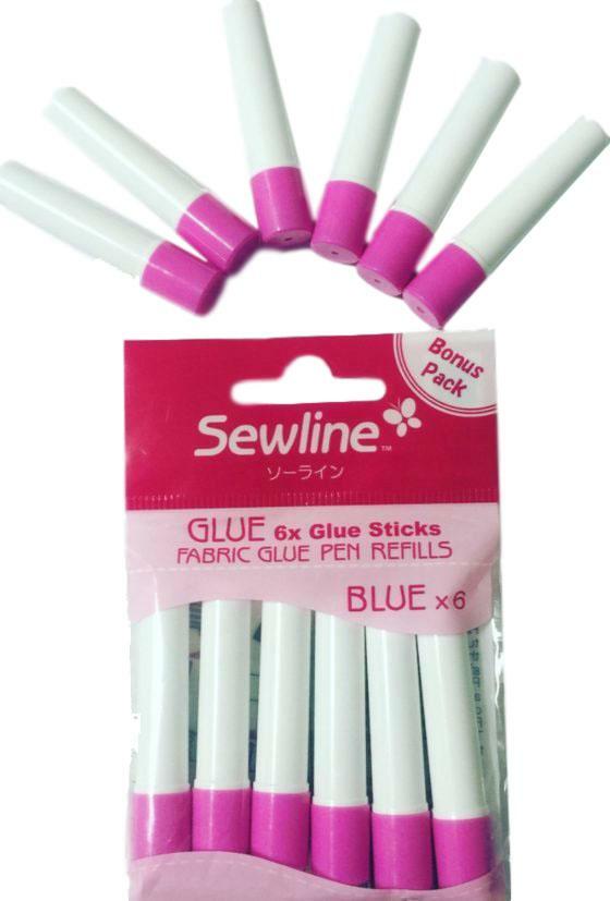 Sewline Glue Pen Stick REFILL BLUE PACK 6 for Sewing, Embroidery
