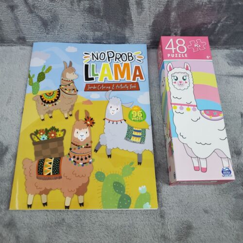 Llama Activity Set-New Llama 48 pc Puzzle and No Prob Llama Coloring Book NEW