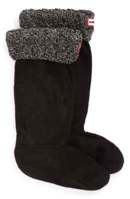 Hunter K1602 Unisex Black Original Tall Knit Cuff Welly Boot Socks US Size Large