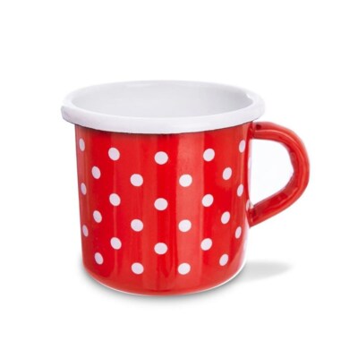 ORION Emaille-Becher retro emailliert 0,4l ROT MIT WEISSEN PUNKTEN