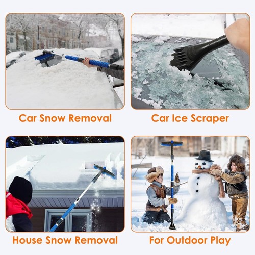 47.2" Ice Scraper & Extendable Snow Brush - Foam Grip, 360° Head, for Cars - Picture 32 of 40