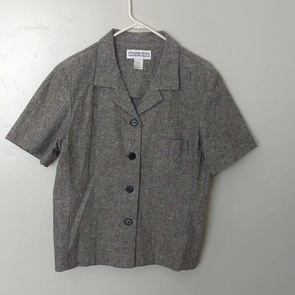 Платье сарая серый льняной смеси официальный винтажное платье костюм L - Изображение 2 из 4