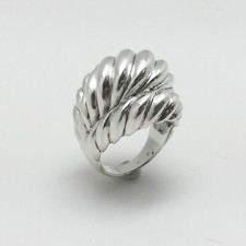 Sterling Silver Size 7 Ring High Dome Top Rope Knot Twist 7/8" Wide 14 Gram