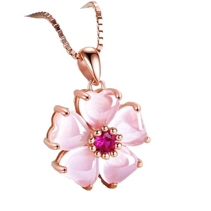 Chapado en oro rosa piedra de Cuarzo Moda Collares y Colgantes