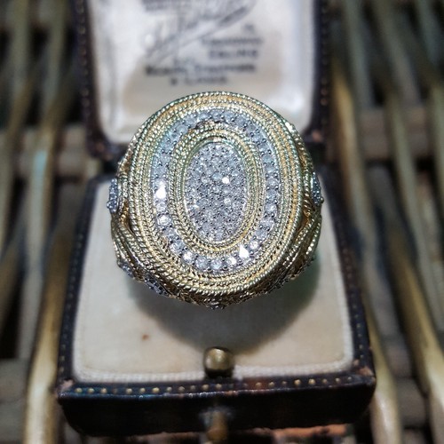925 Sterling Silver Ring, Natural Diamond Ring, 1ct Diamonds,Size N.5 US 7, Gold - Picture 2 of 10