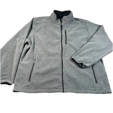 VTG LL Bean Jacket Mens 2XL Grey Fleece Polartec Full Zip Outdoor Casual Soft