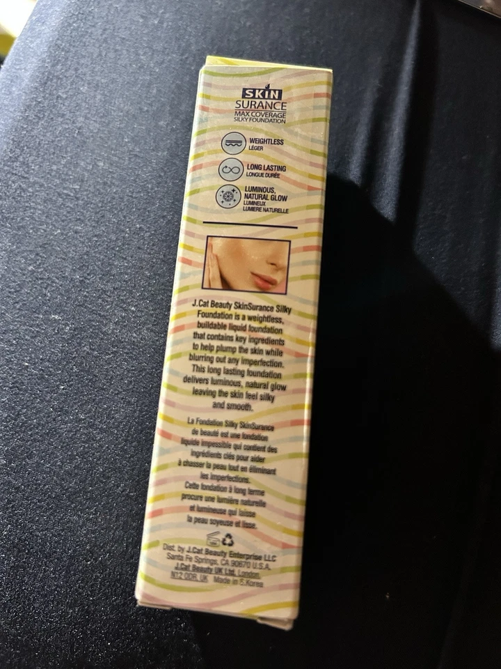 Base sedosa J Cat Skin Surance Max Coverage Moca nueva en caja cosméticos de Corea del Sur Foto 3 de 4