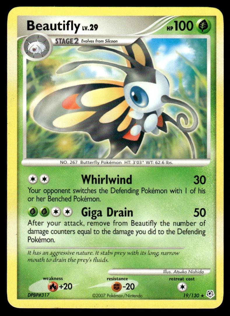 2007 Pokemon Diamond & Pearl Beautifly #19 Light Play