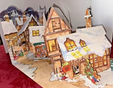 2 Charming Vintage 3-D Victorian Christmas pop-out Stand up Advent Calendars