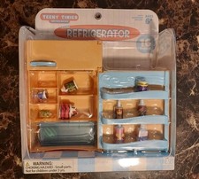 Teeny Tinies Refrigerator Pretend Play Kitchen Set Blue Plastic RMS Chibi