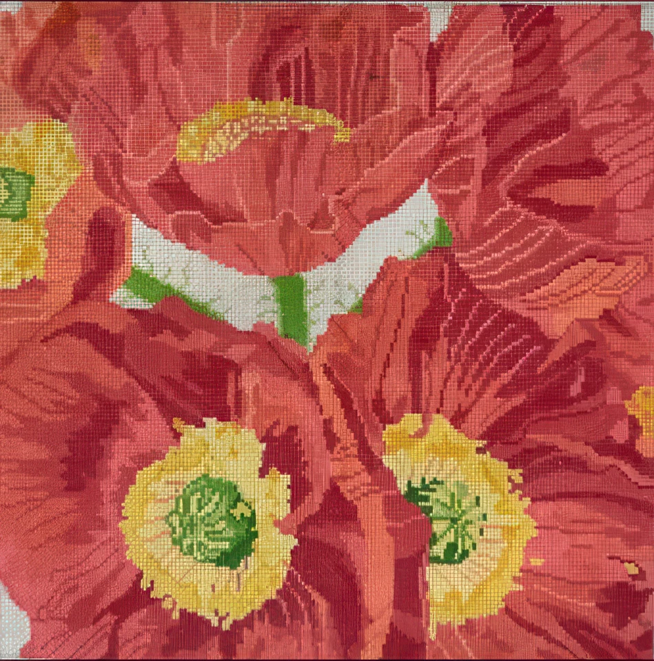 Needlepoint Handpainted Jean Smith Poppy Dazzle 14x14 - Image 2 of 4