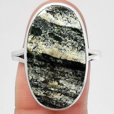 Natural Chrysotile 925 Sterling Silver Ring s.8.5 Jewelry R-1005