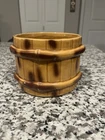 Vintage MCM McCOY USA POTTERY BAMBOO HALF BARREL FLOWER POT BROWN PLANTER #209