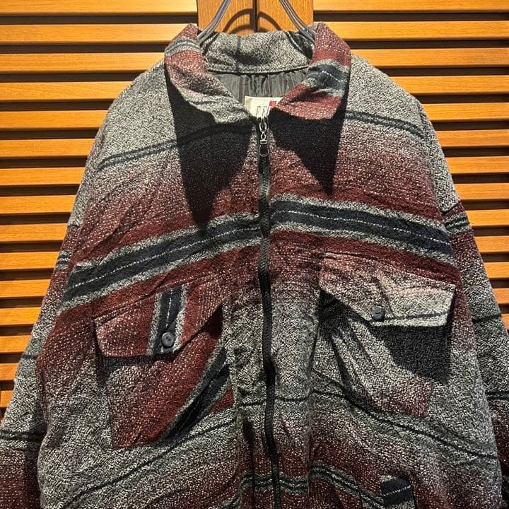 FERRE Native Pattern Boa Jacket XXL Gray Gradient… - image 3
