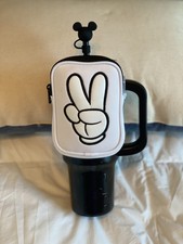 Disney Mickey Mouse Tumbler Stainless steel W Straw plus Zip Case NEW