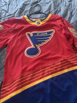 Reverse Retro St. Louis Blues  Binnington #50 Jersey Red Blue Yellow Size 52