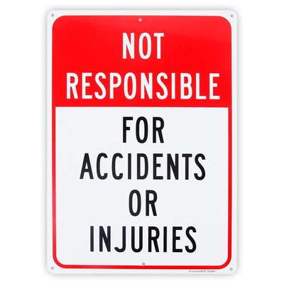 #ad Not Responsible For Accidents Or Injuries Sign Business Liability Notice $15.90