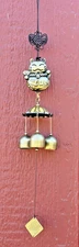 Lucky Cat Japanese Neko Charm Metal Wind Chime Bells  NEW
