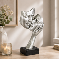 Formano Deko BüSte Paar Schwarz-Silber Auf Sockel 30Cm-720672