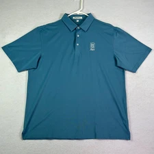Straight Down Men's Shirt Large Blue Golf Polo Performance Stretch TPC Sawgrass