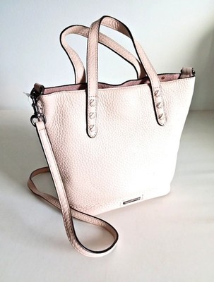 Rebecca Minkoff Mini Tote Bag Blush Pink Whiplash Sides Pebble Leather Crossbody