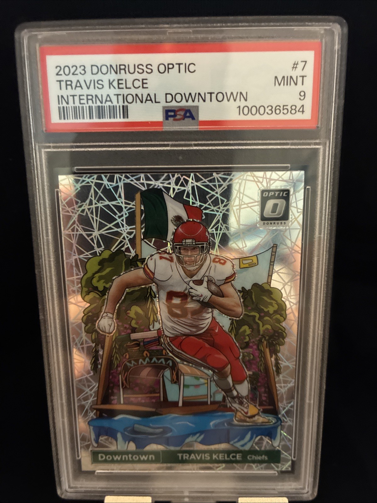 2023 Panini Donruss Optic - International Downtown Travis Kelce #7 PSA 9