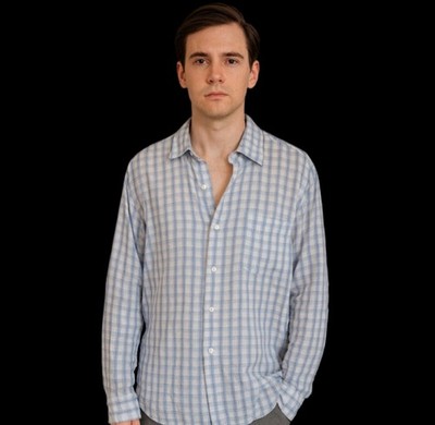 J.Crew Men s XL  100% Linen Button Down Shirt Blue Brown Plaid Long Sleeve WB