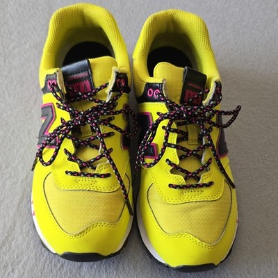 New Balance 574 Yellow Pink Black WL574JOC Colorblock Lace Up Sneakers