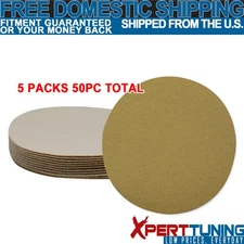 Fit x50 Pcs Dry Gold Sandpaper Auto Repair Sanding Disc 80 Grit 5 Inch PSA