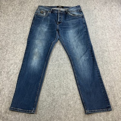 Diesel Herren Jeans Regular Tapered 34 30 Dark Wash Blau Stretch Vintage Schnurrhaare