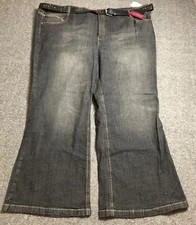 Gitano Womens Jeans 32 Black 32W  Belted NWT