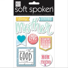 me & my BIG ideas Soft Spoken Themed Embellishments - CARING MOTHER - 8 pcs