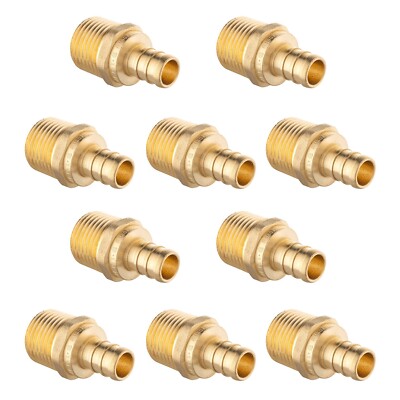 EFIELD  10 PCS Barb Crimp Pex 3/4'' X 3/4'' Male NPT  Brass Adapters, Lead Free