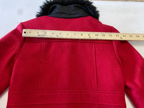 Janie And Jack Wool Blend Long Sleeve Faux Fur Red Coat Girls Size 10 - Picture 9 of 11